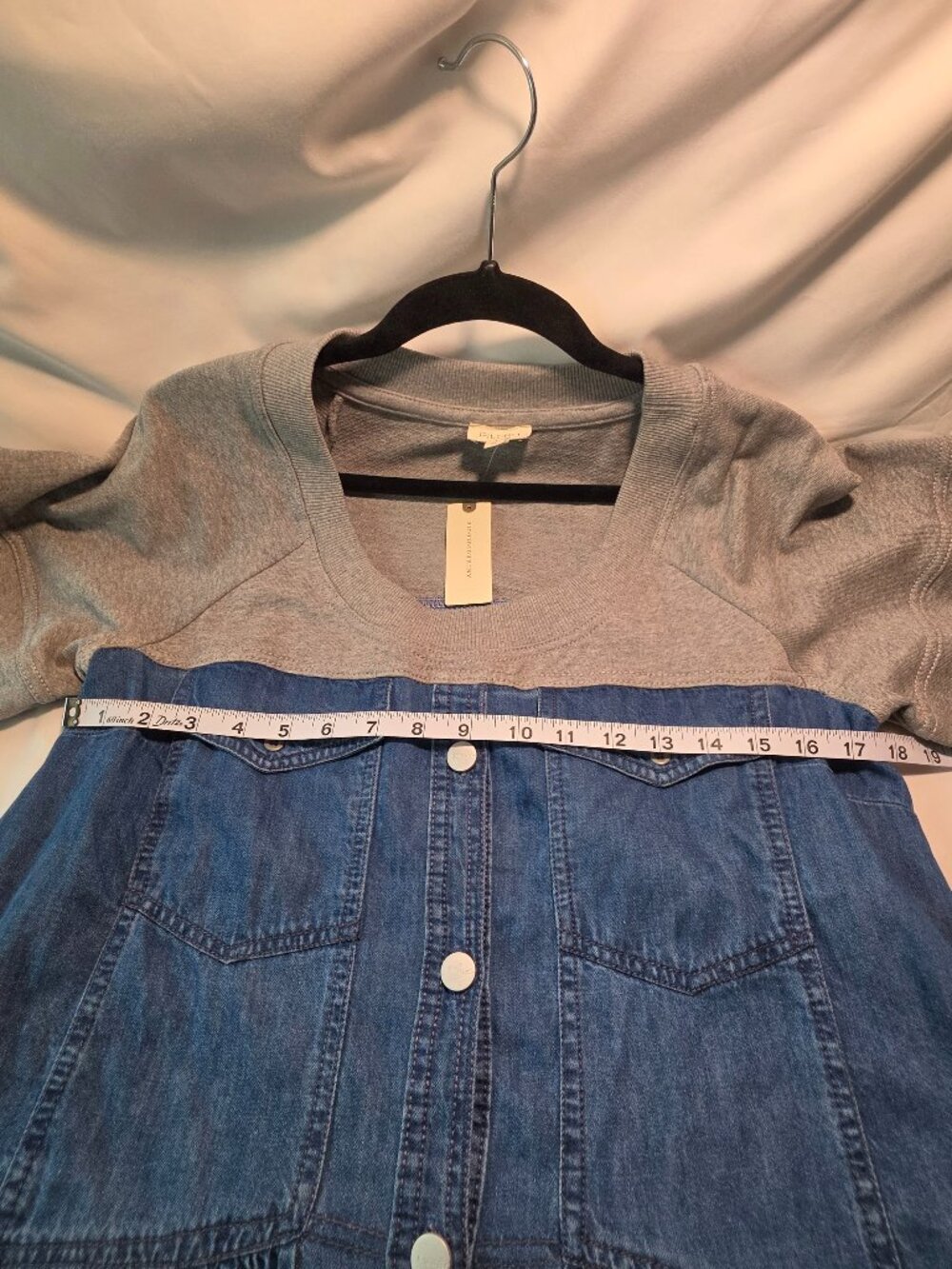 ANTHROPOLOGIE PILCRO Denim Sweatshirt Twofer Swing Mini Dress - Picture 7 of 11